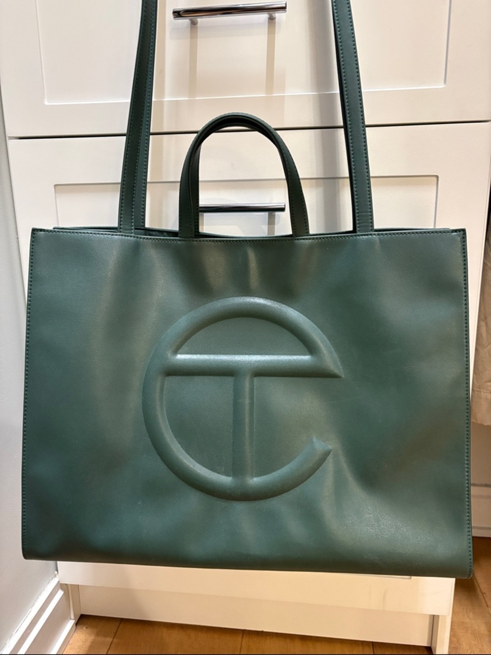 Telfar Green Embossed Logo Tote